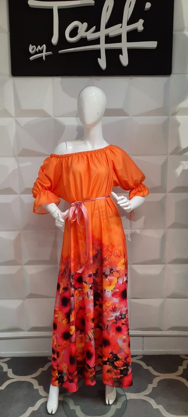 Sukienka Pandora Oranż Kwiaty